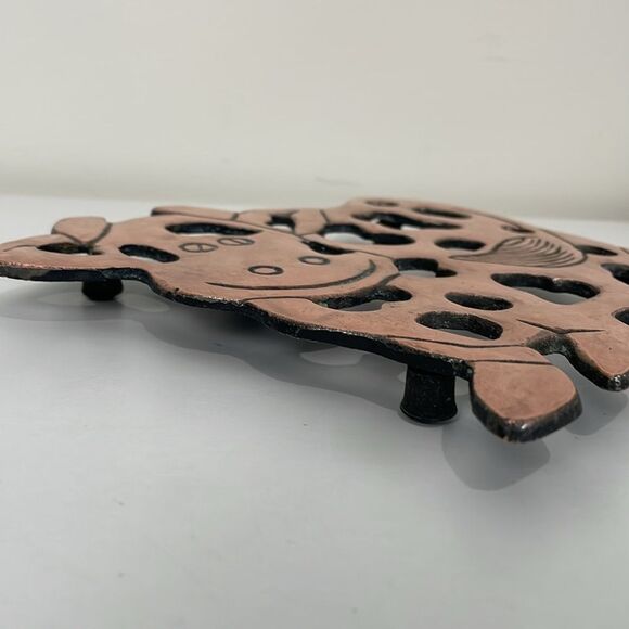 Copper Finished Cast Iron Cow Trivet Hot Plate Country Kitchen 1999 Wall Hanging - Picture 3 of 6